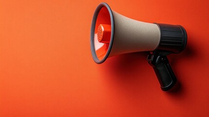 Fototapeta premium Megaphone on red background, ready to announce