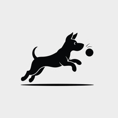 Silhouette of a Dog Joyfully Leaping for a Ball