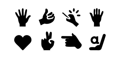 Set of expressive hand gesture icons . Flat style vector icons for user interface, mobile apps, communication tools