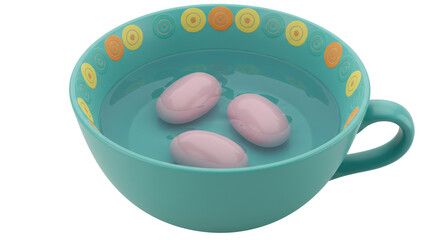 Isolated Cup with Pills Floating