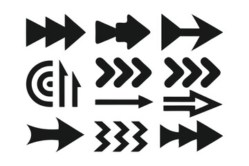 Vector hand drawn arrow icon set Grunge marker line scribbles Handmade curve brush strokes