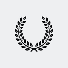 Simple Black Laurel Wreath Icon Graphic Design Element