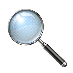 Magnifying glass illustration with light lens for magnification and web design