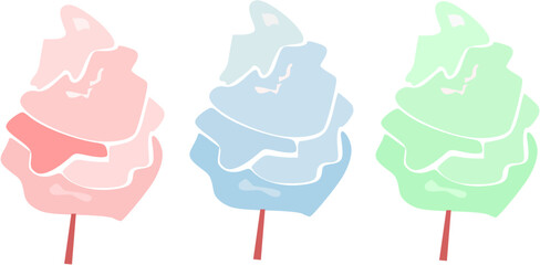 Cotton candy vector set