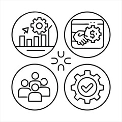 Workshop set of web icons in line style. Business Workshop icons for web and mobile app. Containing team building, teamwork, coaching, meeting, managing, coaching, motivation and more