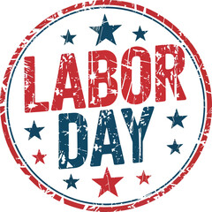 Retro circular Labor Day badge – red stars emblem