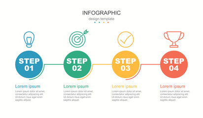 Flat line style infographic with 4 steps