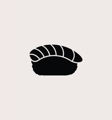 Simple Black and White Nigiri Sushi Icon Graphic