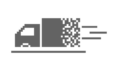 illustration delivery cargo truck vector icon pixel art