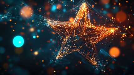 Abstract star design, glowing lines and points