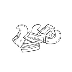 Outline cut fresh bell pepper vector illustration. Bell pepper pieces sketch