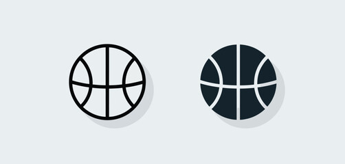 Simple Basketball Icons Line and Filled Design