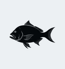 Black Silhouette of a Snapper Fish Illustration