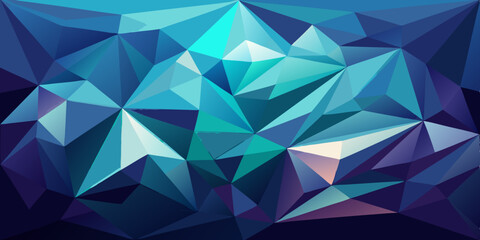 Obraz premium 3D low-poly background featuring cool-toned sharp facets and geometric polygonal texture. Abstract vector with minimalistic crystal-style triangles, modern digital low poly design.