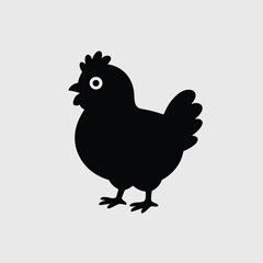 Simple Black Silhouette of a Chicken Icon