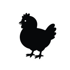 Simple Black Silhouette of a Chicken Hen