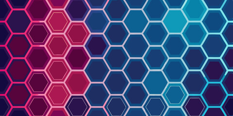 Fototapeta premium Seamless hexagon pattern background with soft gradient shading, Repeating geometric hexagonal grid texture.