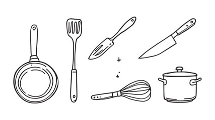 Kitchenware Pattern Line Art Minimalist Artwork for Kitchen Lovers