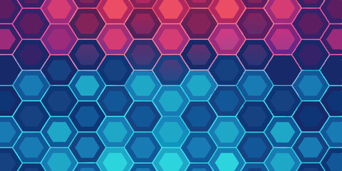 Naklejka premium Seamless hexagon pattern background with soft gradient shading, Repeating geometric hexagonal grid texture.