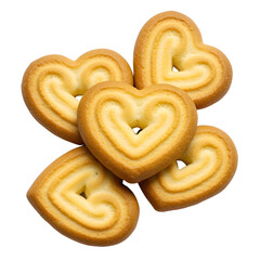Fototapeta premium Tasty heart shaped butter cookies isolated on transparent background, cut out