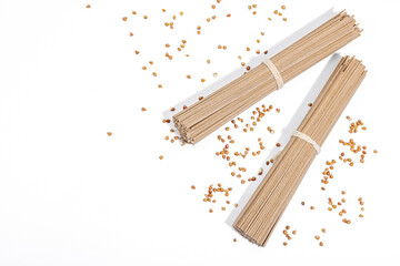Japanese buckwheat soba noodles. Classic ingredient for preparing traditional dishes
