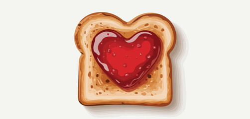 Heart Shaped Strawberry Jam on Toasted Bread Slice