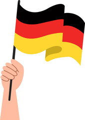 A woman's hand is holding the German flag
