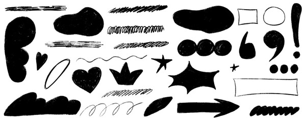 Kid shape geometric crayon. Figure with texture and organic form. Geometry shape naive y2k style with crayon texture