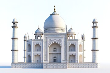 Fototapeta premium The Taj Mahal, Agra, India. Exterior view of white marble mausoleum, isolated