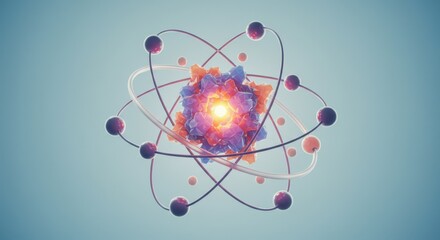 Atom model with electrons and nucleus