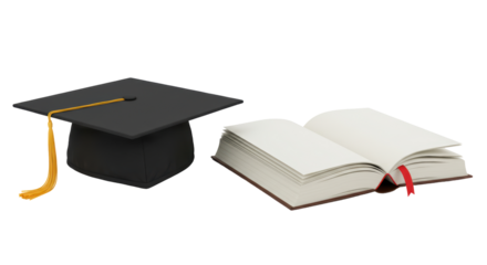 Isolated Graduation Cap and Book