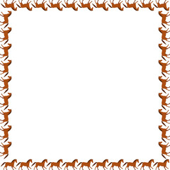 Running horses frame. Derby game template for your text. Hand drawn vector illustration