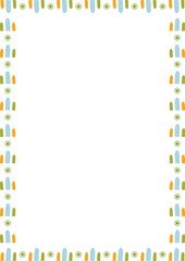 Colorful geometric empty square frame. Vector doodle frame for text. Modern Art baby shower graphic