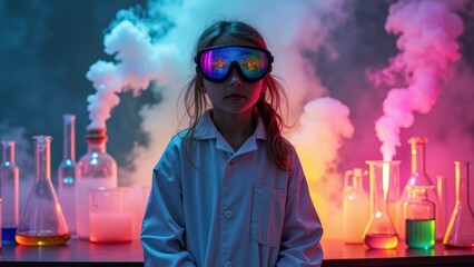The tech girl in front of the laboratory
