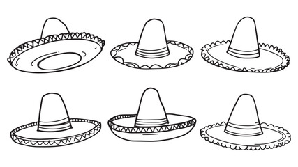 Mexican sombrero line art drawing featuring elegant simple design style