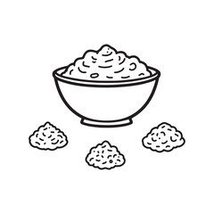 Line Drawing of Mashed Potatoes with Butter Garnish