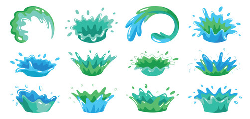Cartoon Water Splashes and Waves Collection for Design