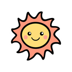 Hand Drawn Sun Doodle Vector Illustration – Minimal Line Art