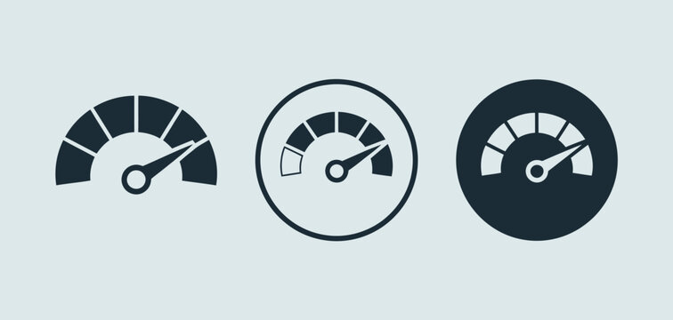 Speedometer Icons Set Performance Measurement Graphics
