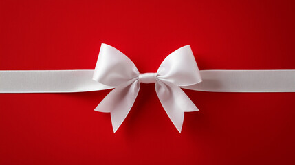 Bright red gift box tied with a white ribbon