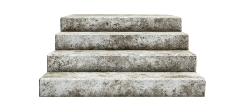 concrete cement stair steps secluded on a transparent surface