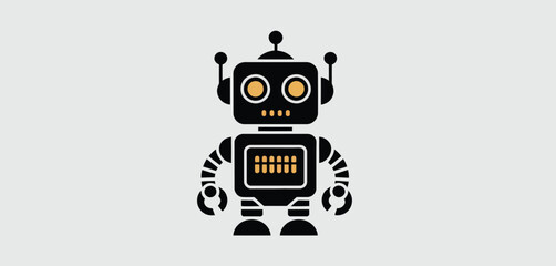 Cute Retro Robot Character Design Illustration
