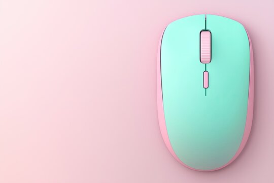 Wireless Mouse and Charger on Pastel Pink Background