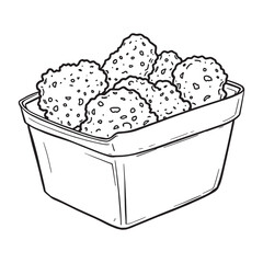 Minimal chicken nuggets outline vector for packaging