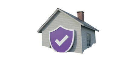 Isolated House with Shield