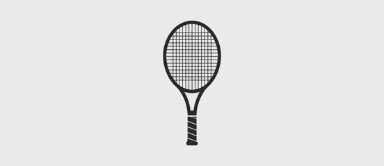 Simple Black and White Tennis Racket Illustration