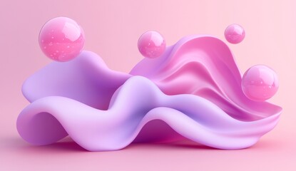 Fototapeta premium Abstract, wavy, pastel shapes