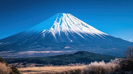Majestic snow capped mountain landscape