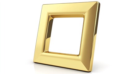Golden square frame, isolated, white background, design element