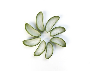 Aloe vera slices isolated on white background